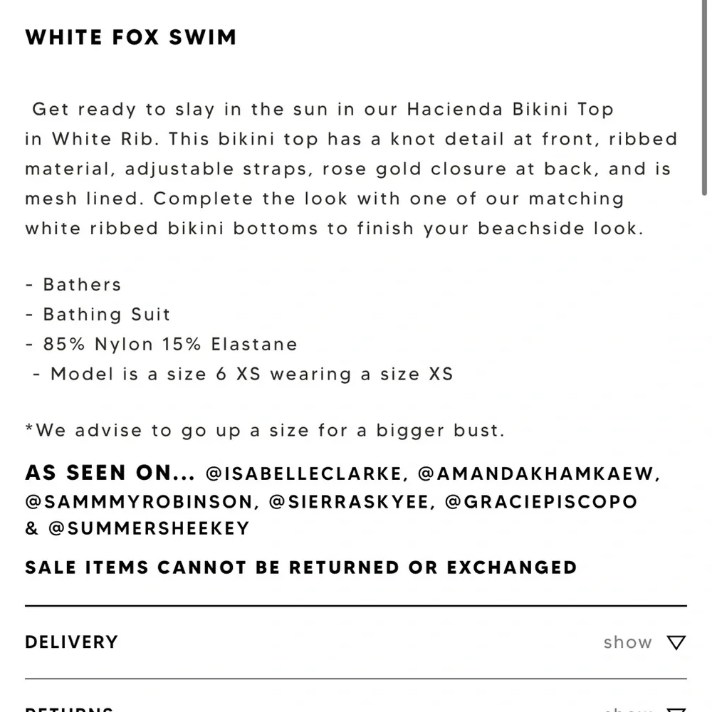 NWT White Fox Boutique Hacienda Bikini Top - Picture 4 of 4